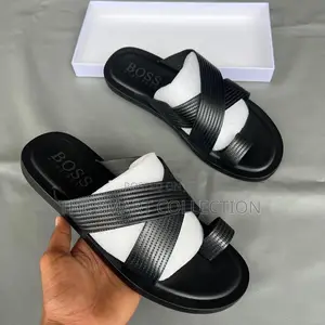 Black Mens Sandals Leather
