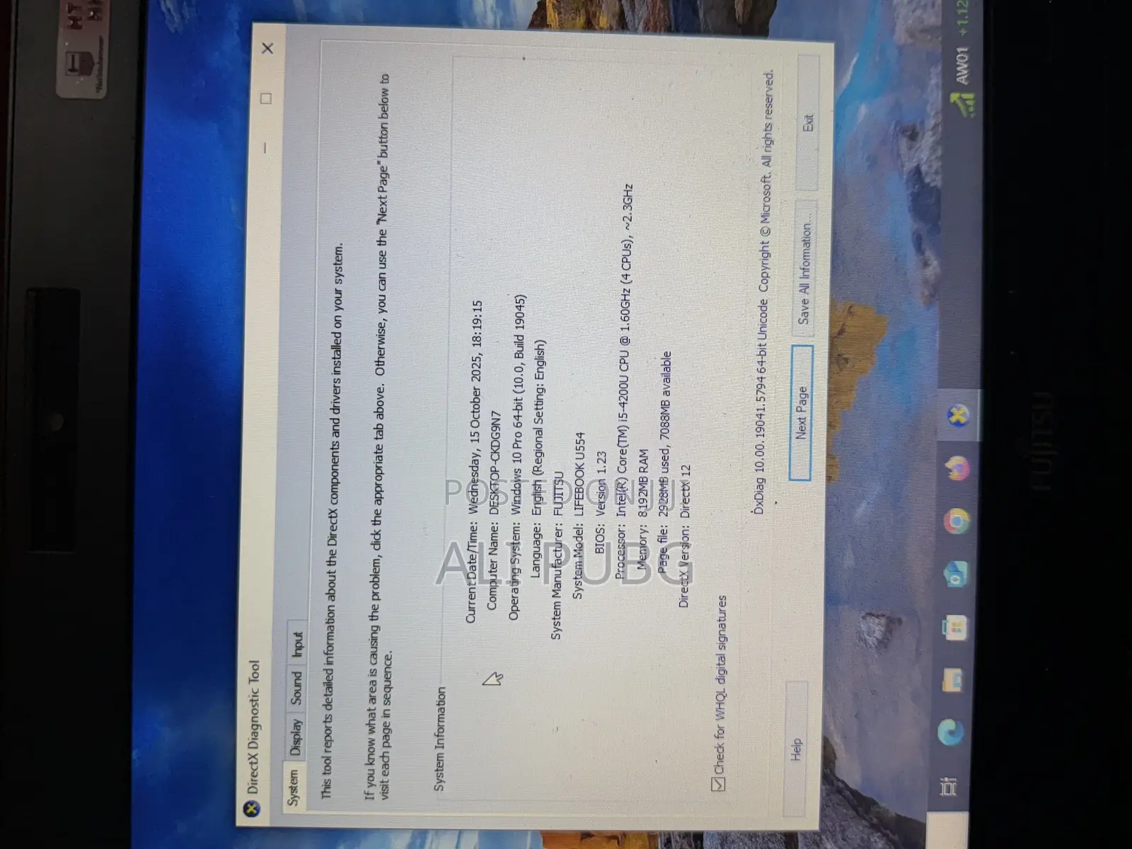 Laptop Fujitsu Lifebook UH554 8GB Intel Core i5 SSD 128GB