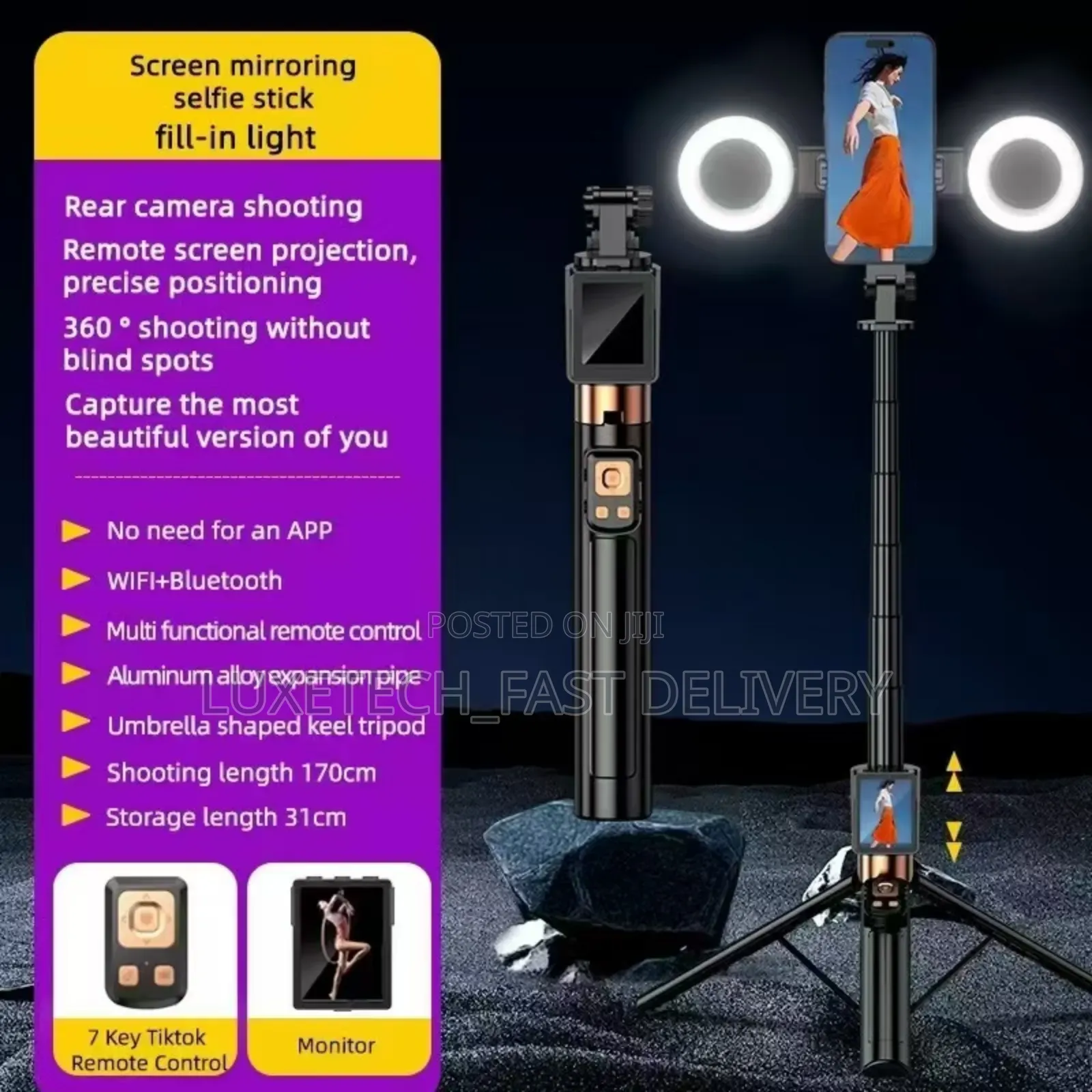 Cl07 Selfie Stick With a Built-in Screen Monitor