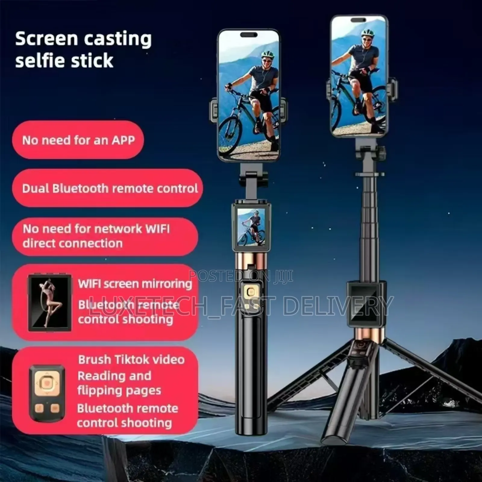 Cl07 Selfie Stick With a Built-in Screen Monitor
