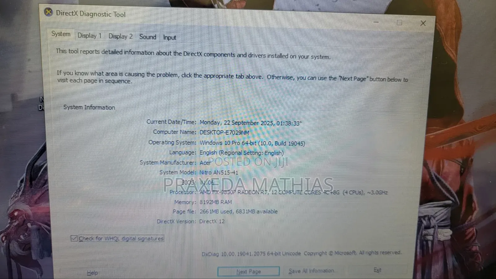 Laptop Acer Nitro 5 8GB SSD 512GB