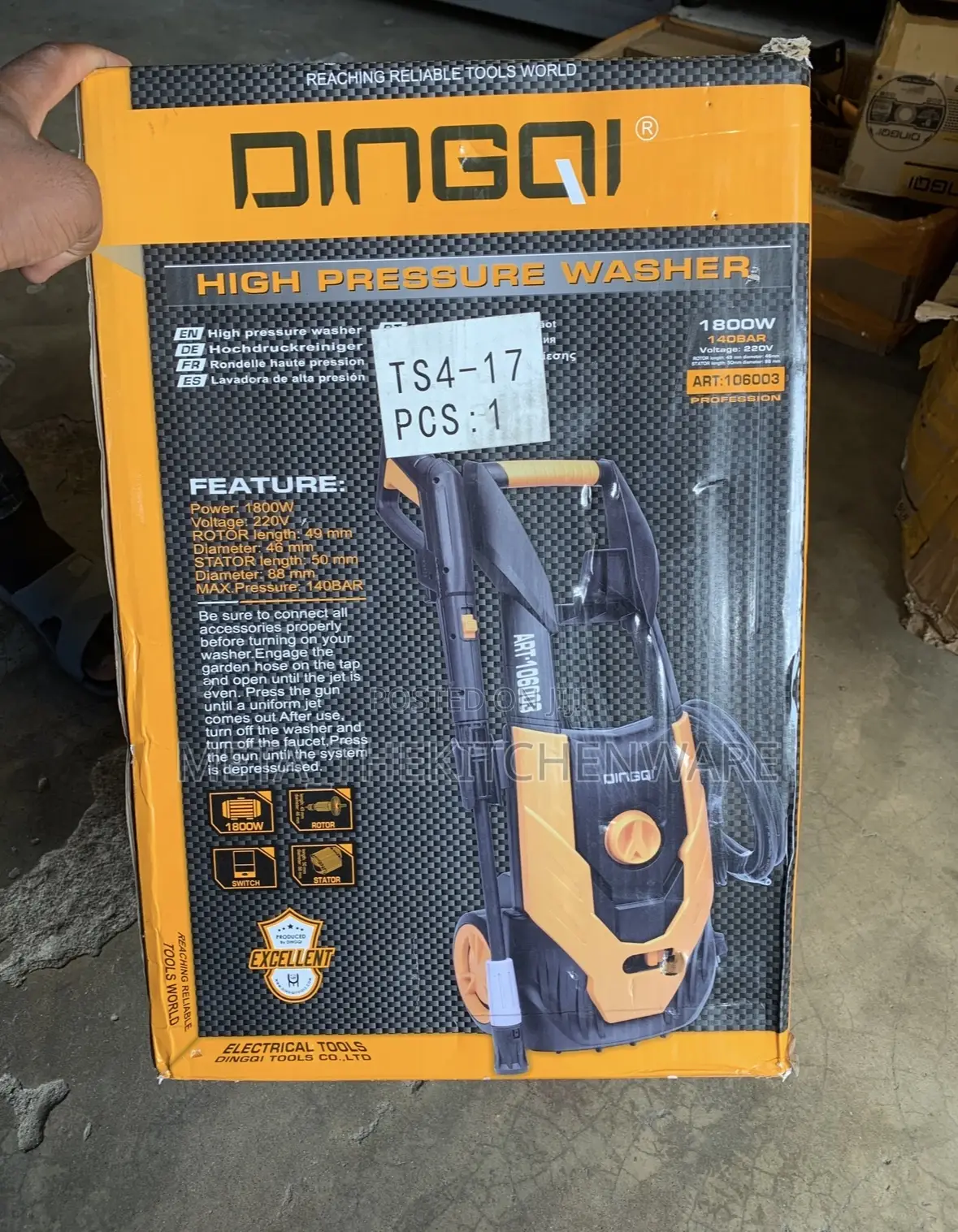 Dingqi Portable High Pressure Washer 140bar 1800w