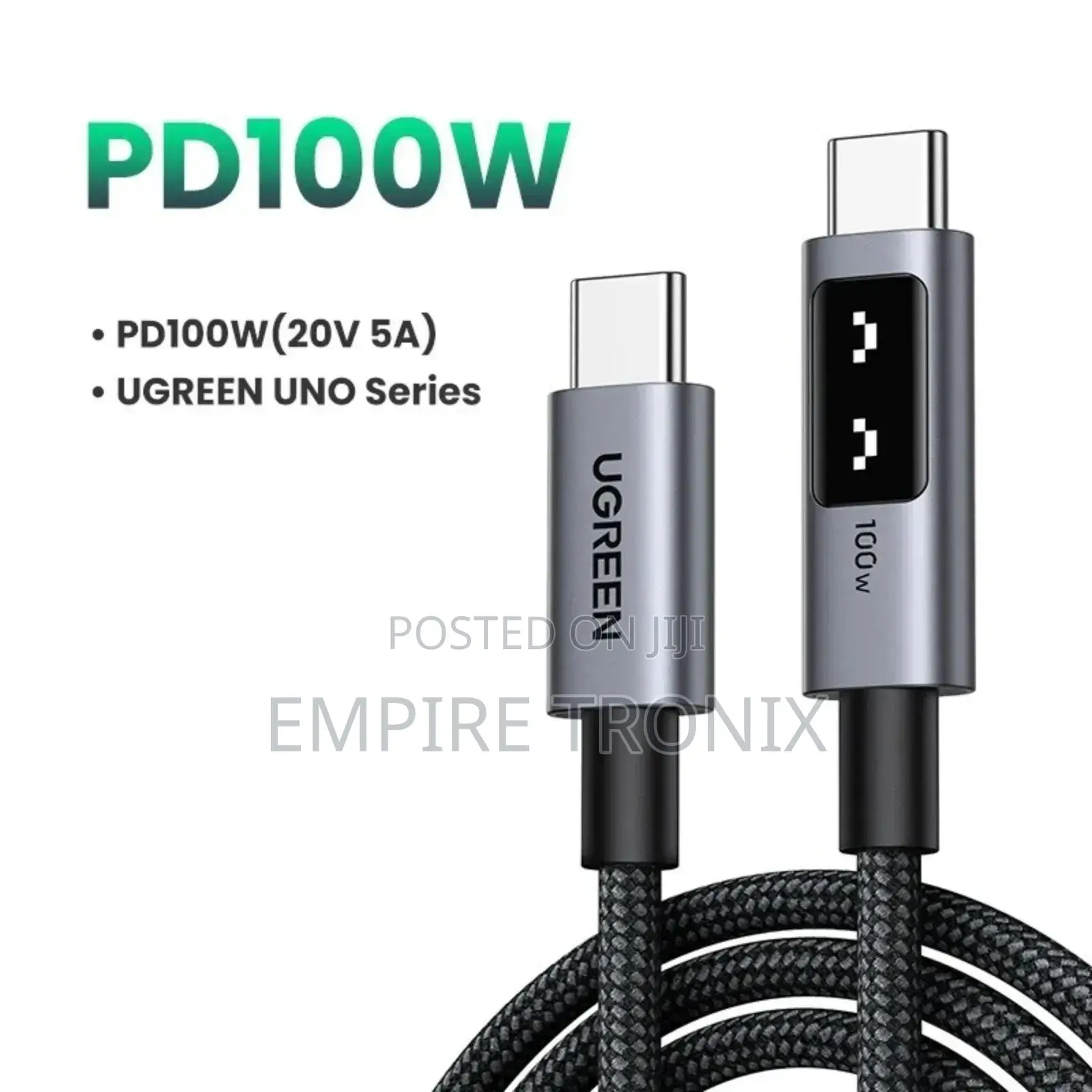 Ugreen Uno Usb-C to Usb-C Cable 100w With Smart Led Display 3m