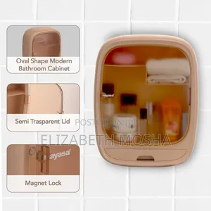 *#Nayasa Oval Bath Cabinet — Plastic, Semi-Transparent Door
