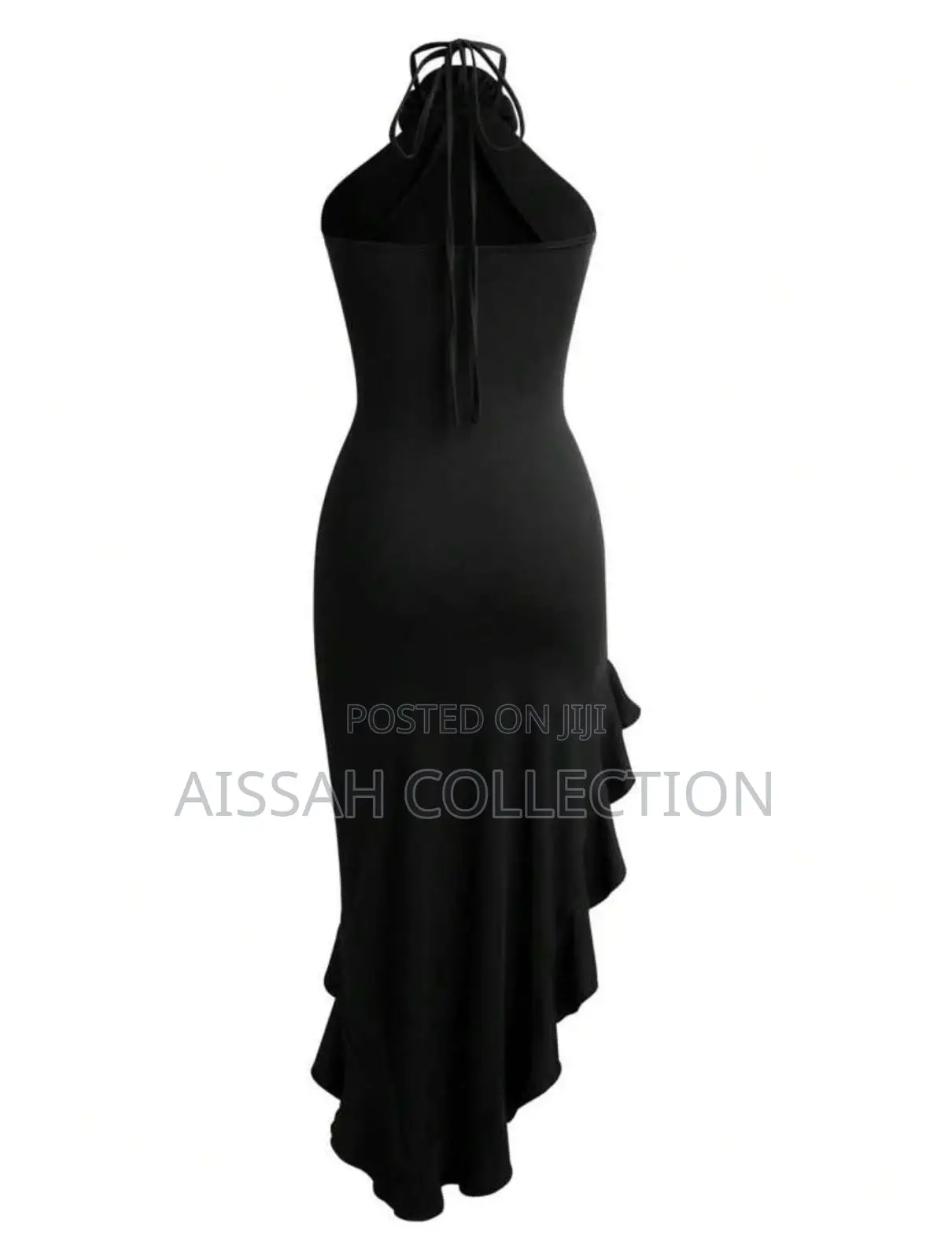 Backless Split Ruffle Hem Bodycon Dress