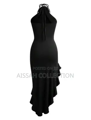 Backless Split Ruffle Hem Bodycon Dress