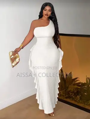 One Shoulder Riffle Trim Bodycon Mini Dress