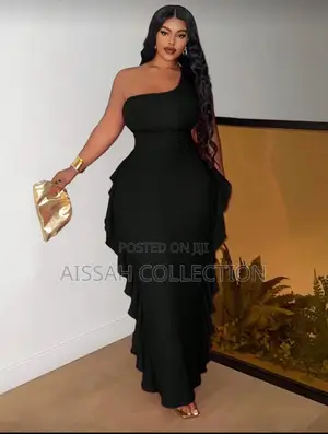 One Shoulder Riffle Trim Bodycon Mini Dress