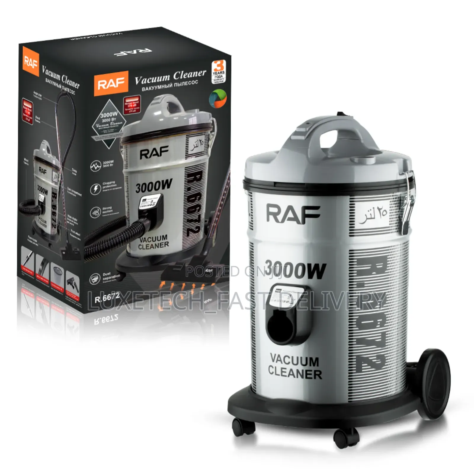 Raf 25l Vacuum Cleaner Wet and Dry 3000w