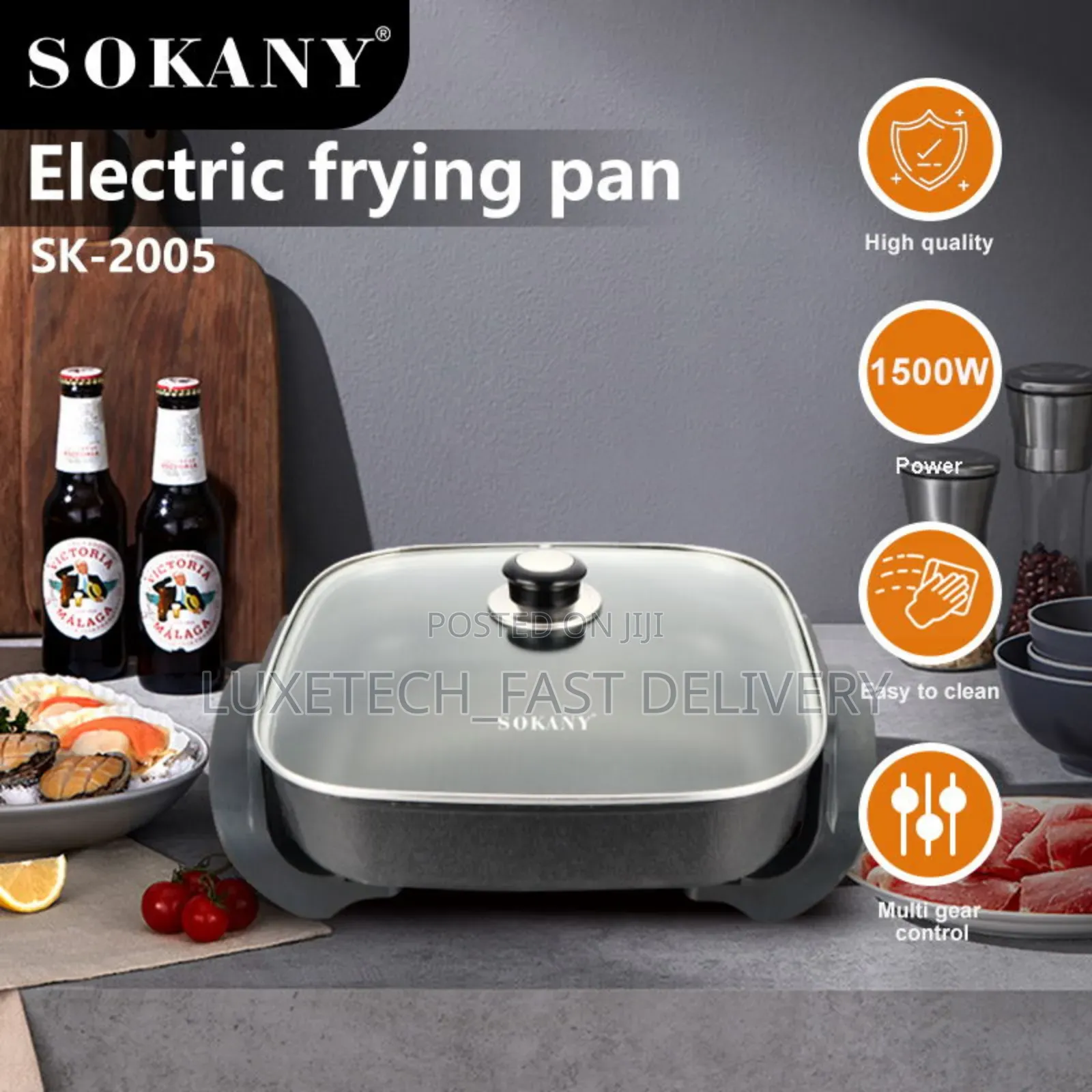 Sokany Electric Frying Pan - Frying, Roasting, and Making Fondue/Soup