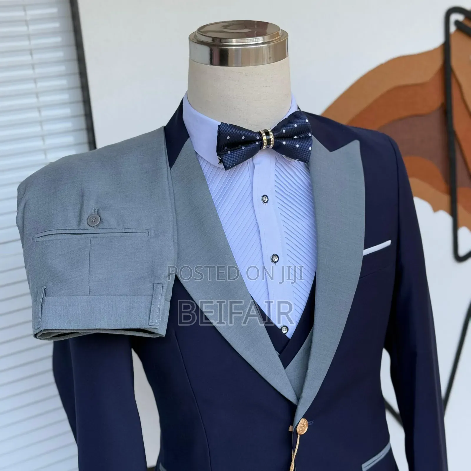 Dark Blue and Grey Mix Suit