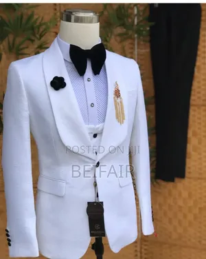 White Jacket and Waistcoat | Black Tro