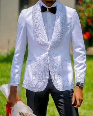 White Suit Black Stoney Suit