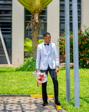 White Suit Black Stoney Suit