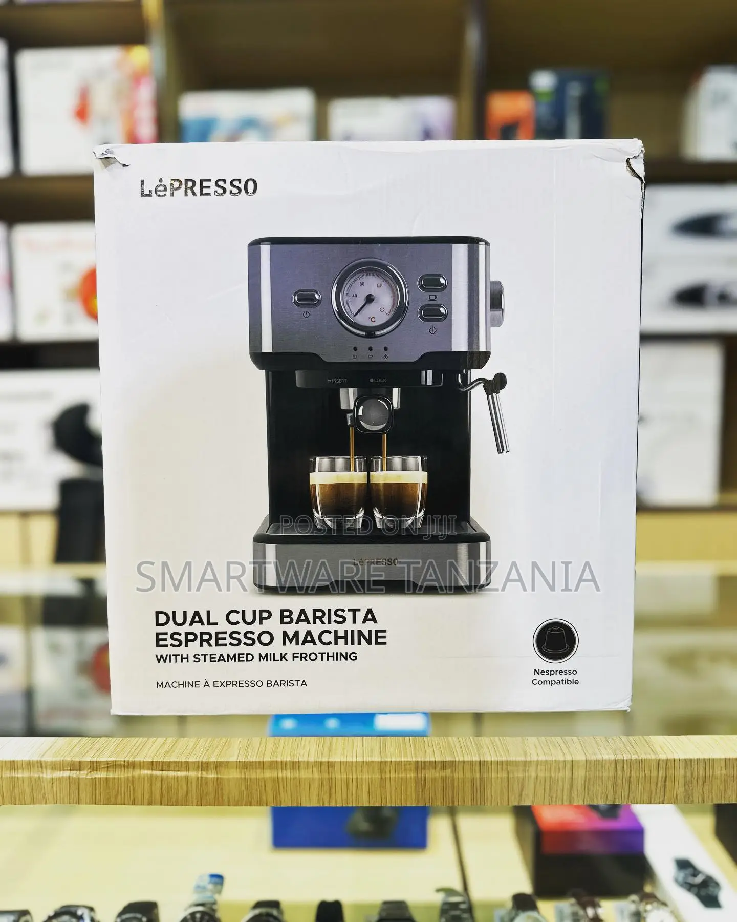 Lepresso Dual Cup Barista Espresso Machine With Steamed Milk Frothing