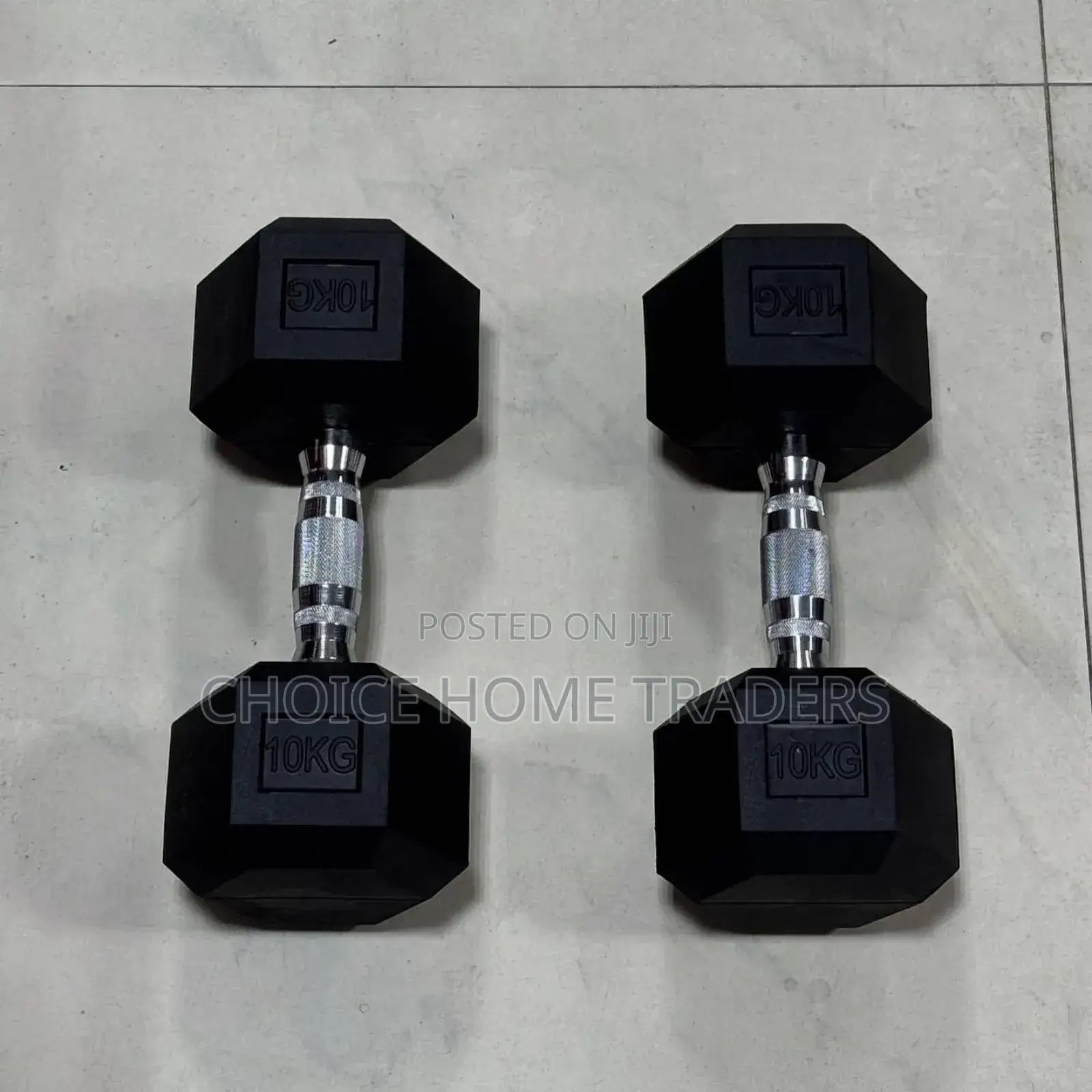 Hexagon Rubber Dumbbell 10kg)