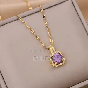 Korean Style Fashion Square Zircon Stainless Steel Necklaces for Women