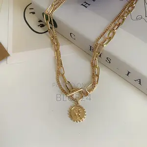 Tredny 2023 New Fashion Kpop Beauty Head Coin Choker Necklace Gold