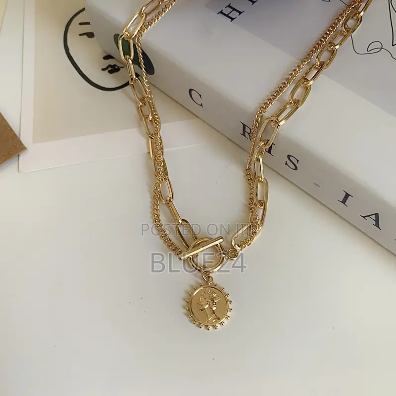 Tredny 2023 New Fashion Kpop Beauty Head Coin Choker Necklace Gold