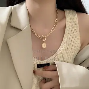 Tredny 2023 New Fashion Kpop Beauty Head Coin Choker Necklace Gold