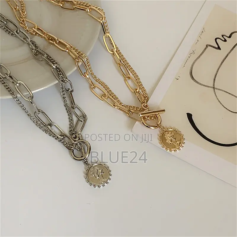 Tredny 2023 New Fashion Kpop Beauty Head Coin Choker Necklace Gold