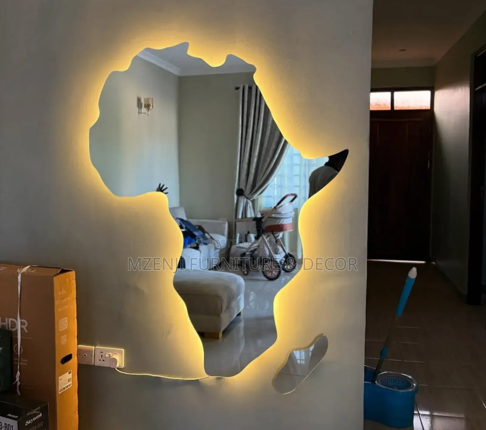 African Map Mirror 3ft Kwa 6ft