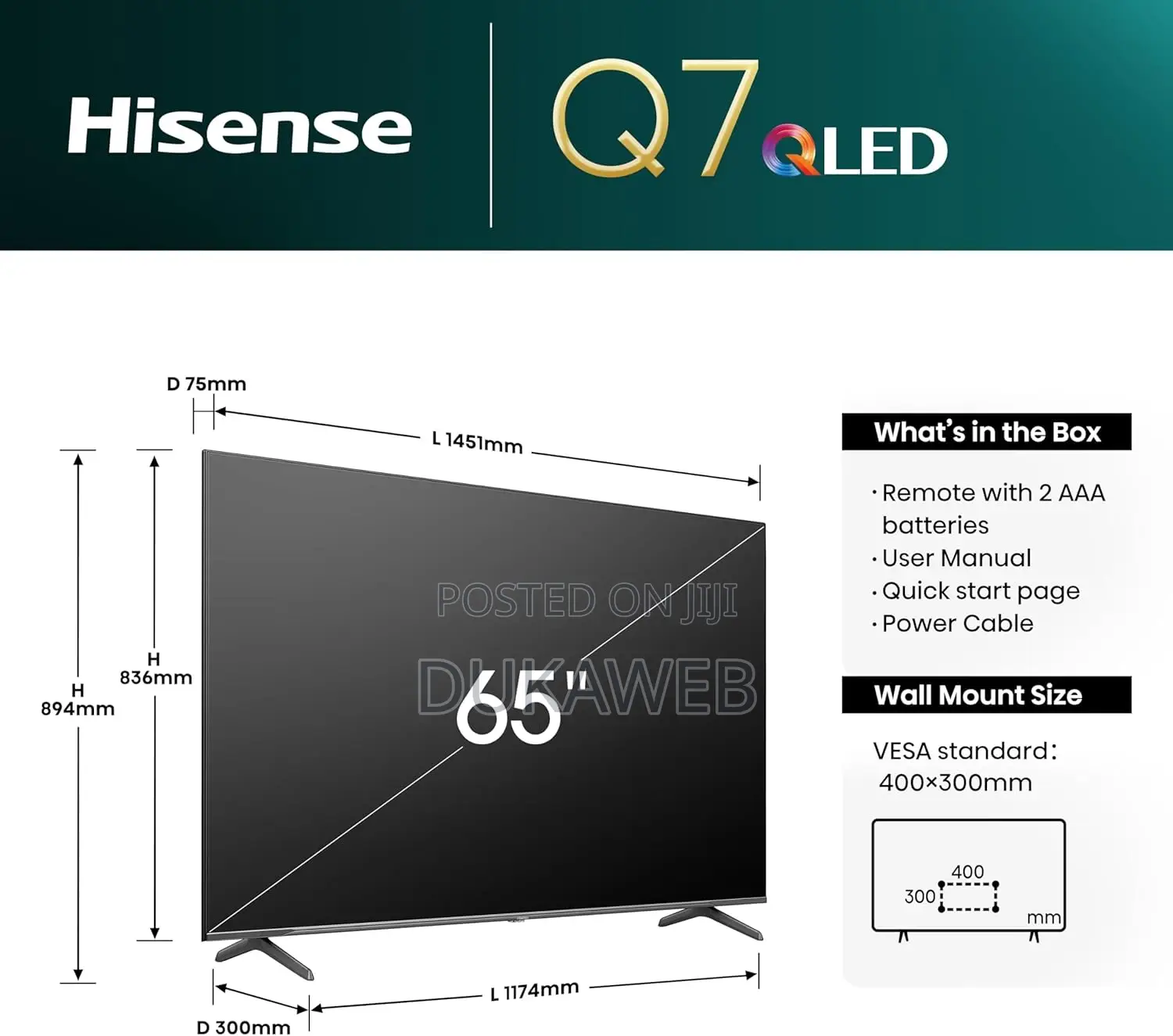 Hisense 65" Q7 Series Uled Quantum Tv - 144hz Gaming Dolby Atmos