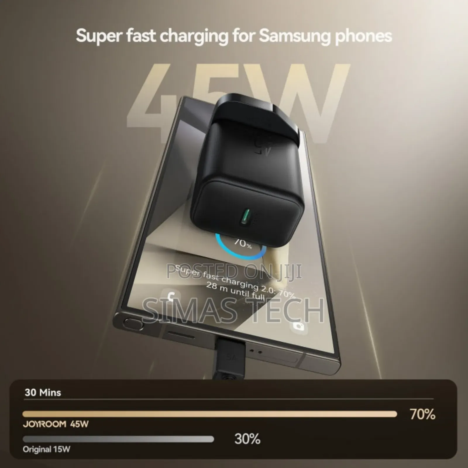 Joyroom Jr-Tcg13 45w Gan Usb-C / Type-C Port Super Fast Charger.