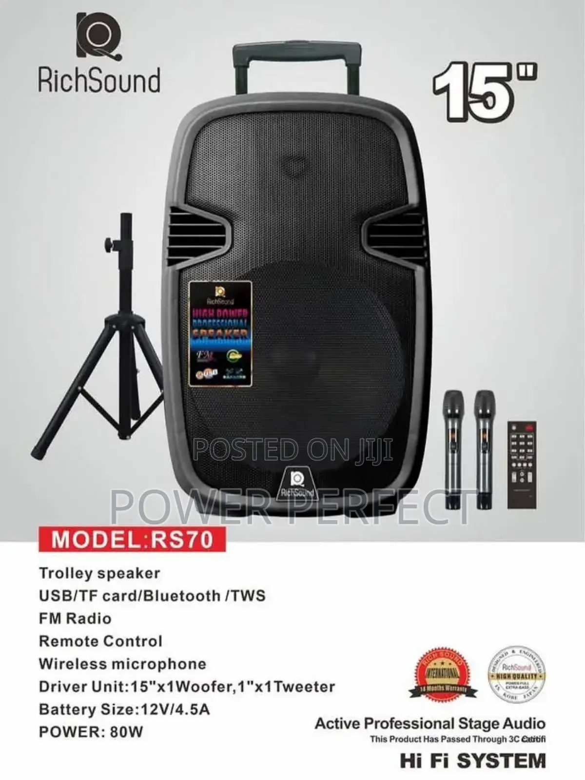  Rs-70 Rechargeable Speaker – Power Meets Style!
 15” Big Bass |