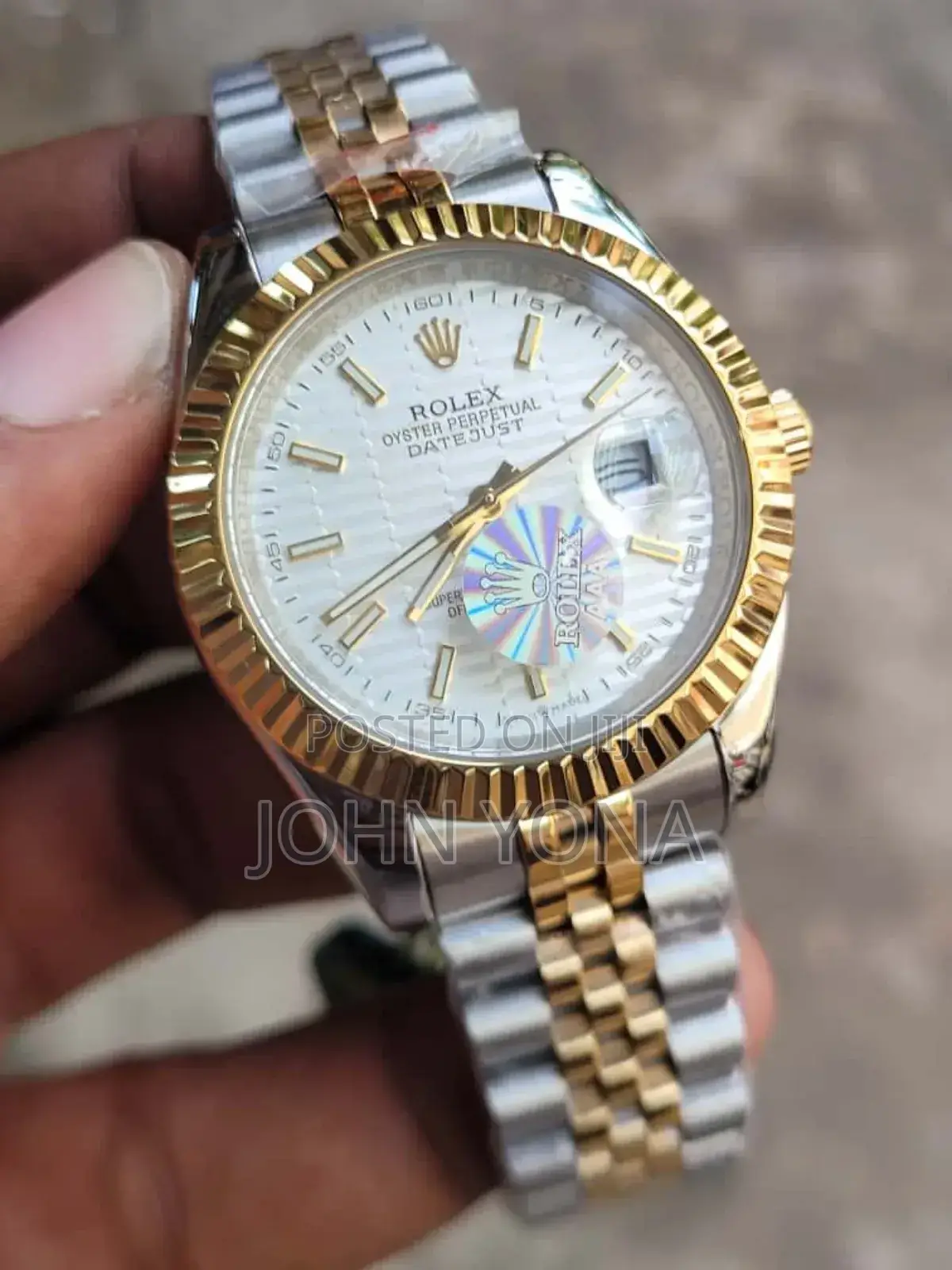 Rolex Oyster Perpetual Datejust Watch With a Two-Tone Gold and Silver