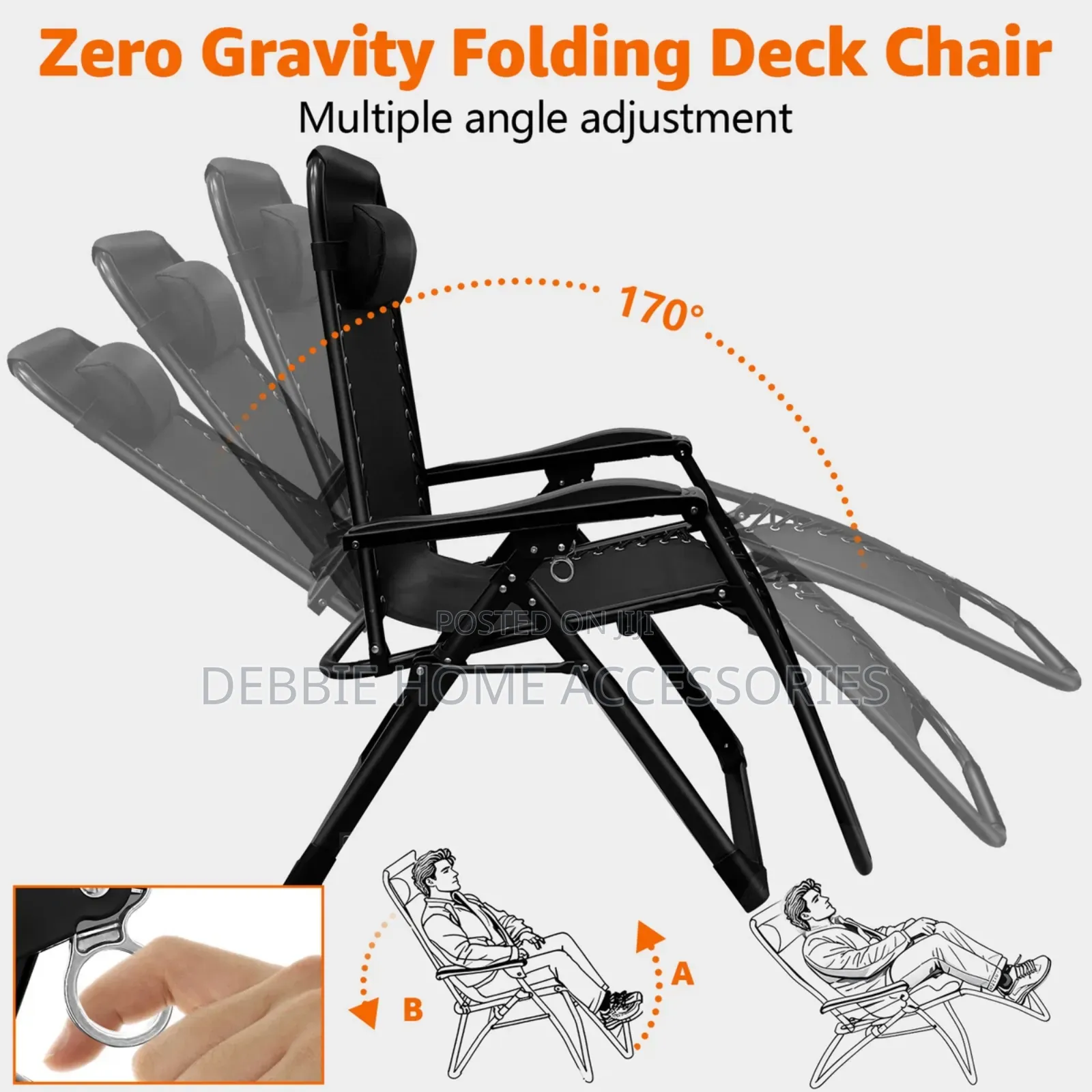 Black Zero-Gravity Recliner Chair With a Steel Frame
