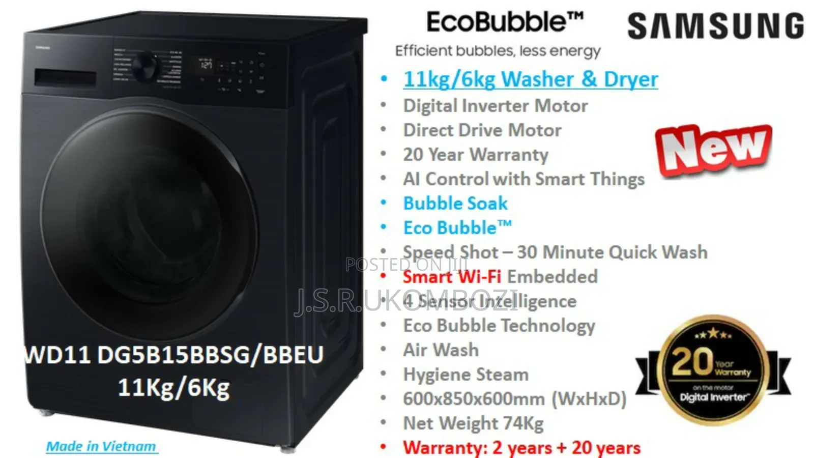 Washing Machine Samsung Wd11 Kg 11
Wash and Dry