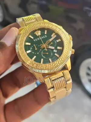 Versace Greca Action Chronograph Watch With Gold Ion-Plated Green Dial