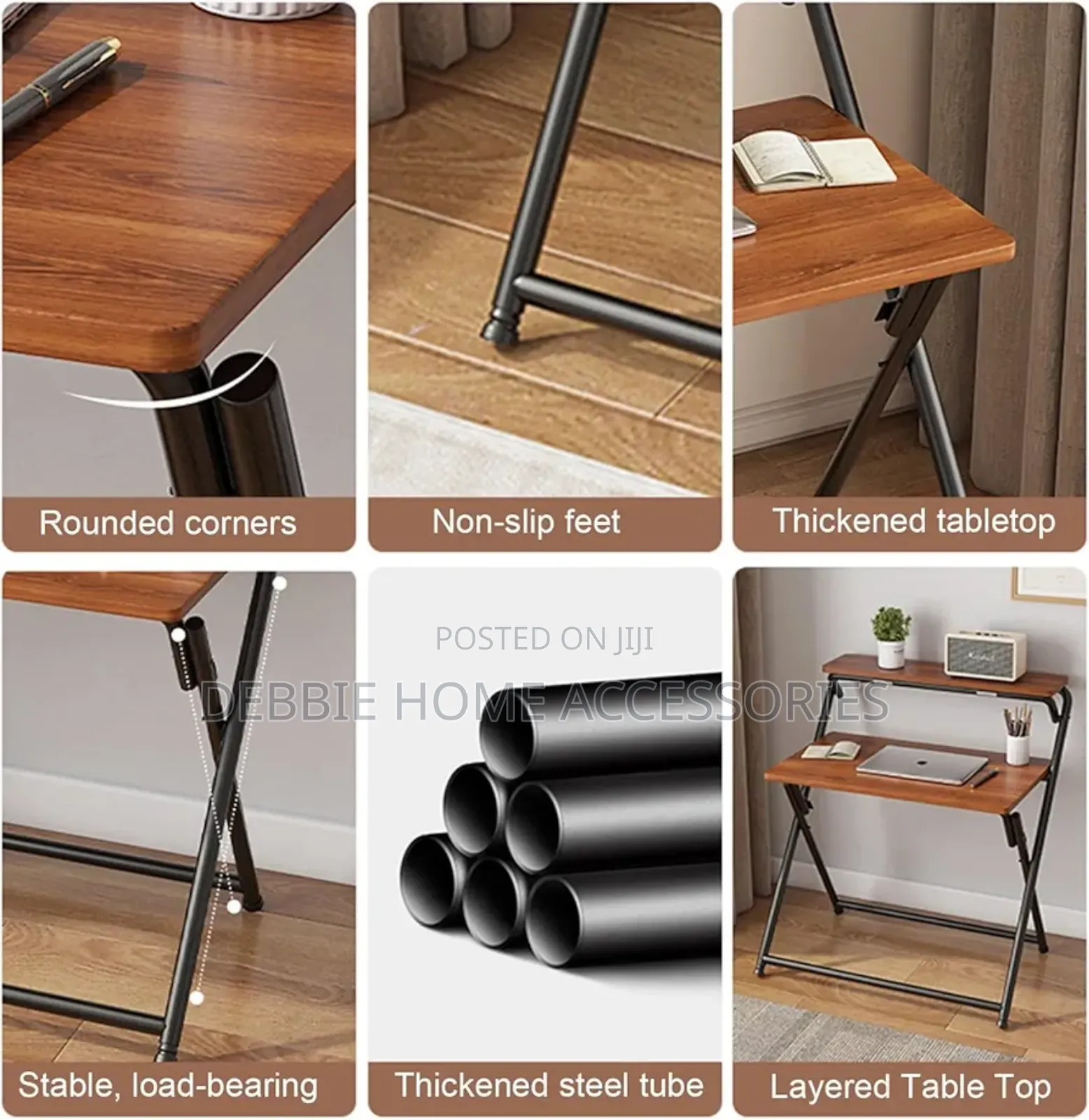 Folding Desk With 2-Tier Shelf for Small Spaces