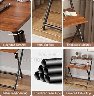Folding Desk With 2-Tier Shelf for Small Spaces