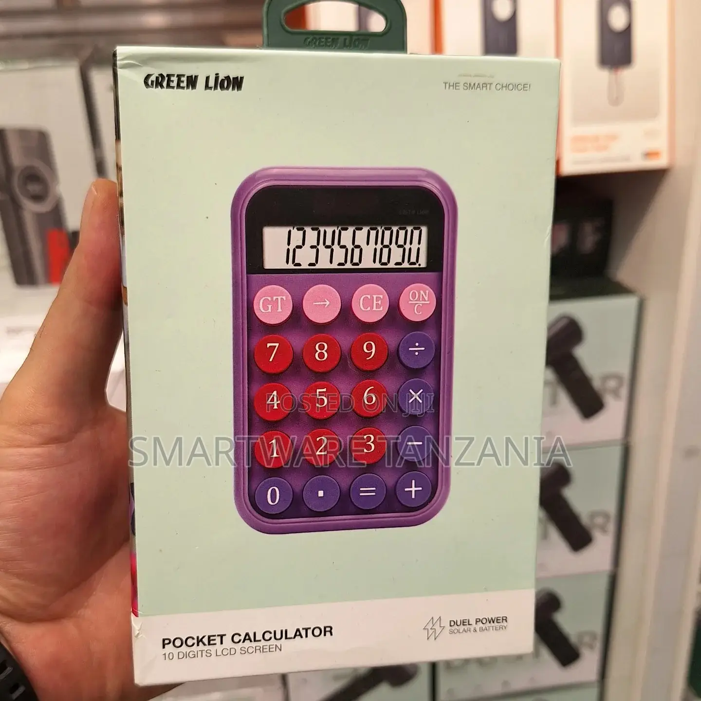 Green Lion Pocket Calculator 10 Digits Lcd, Dual Solar Battery Power
