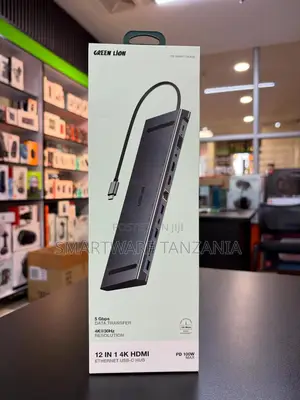 Green Lion 12 in 1 Hdmi Ethernet Usb C Hub 100w Pd 5gbps 30hz Grey