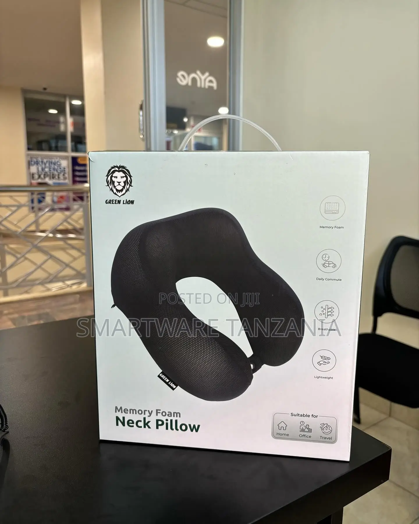 Green Lion Memory Foam Neck Pillow Travel Breathable Lightweight Home