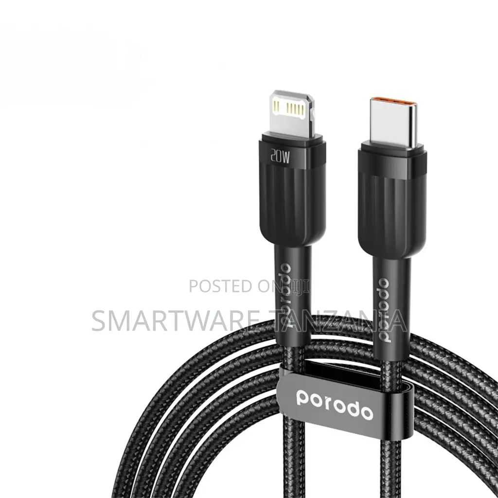Porodo Usb C to Lightning Aluminum Braided Cable 20w Fast Charge 1m