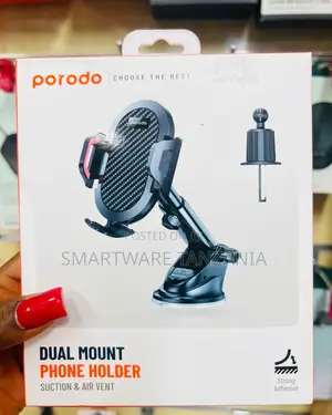Porodo Abs+Silicone 360 Degree Rotatable Universal Car Mount - Black