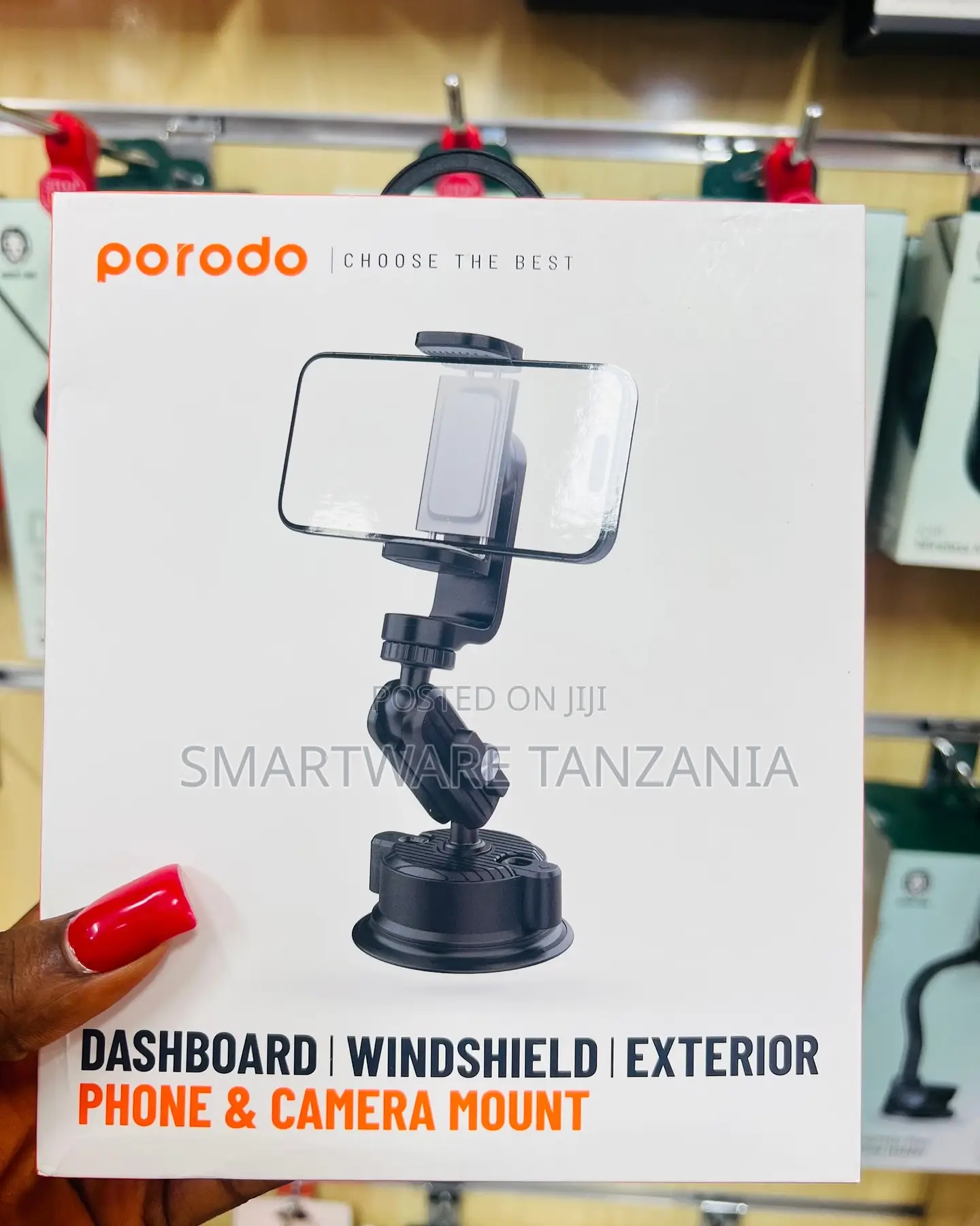 Porodo Dashboard Windshield Exterior Phone Camera Mount