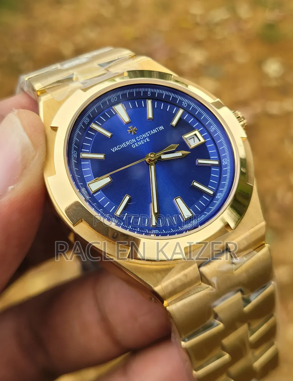 Vacheron Constantin Overseas Blue Dial Gold Case Watch