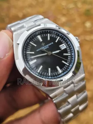 Vacheron Constantin Overseas Black Dial Silver Case Watch