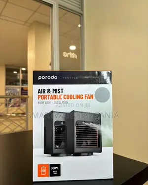Porodo Air Mist Portable Cooling Fan With Night Light 300ml Tank