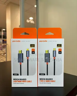 Porodo Woven Braided Hdmi Cable Ultra Hd Video Streaming 2m