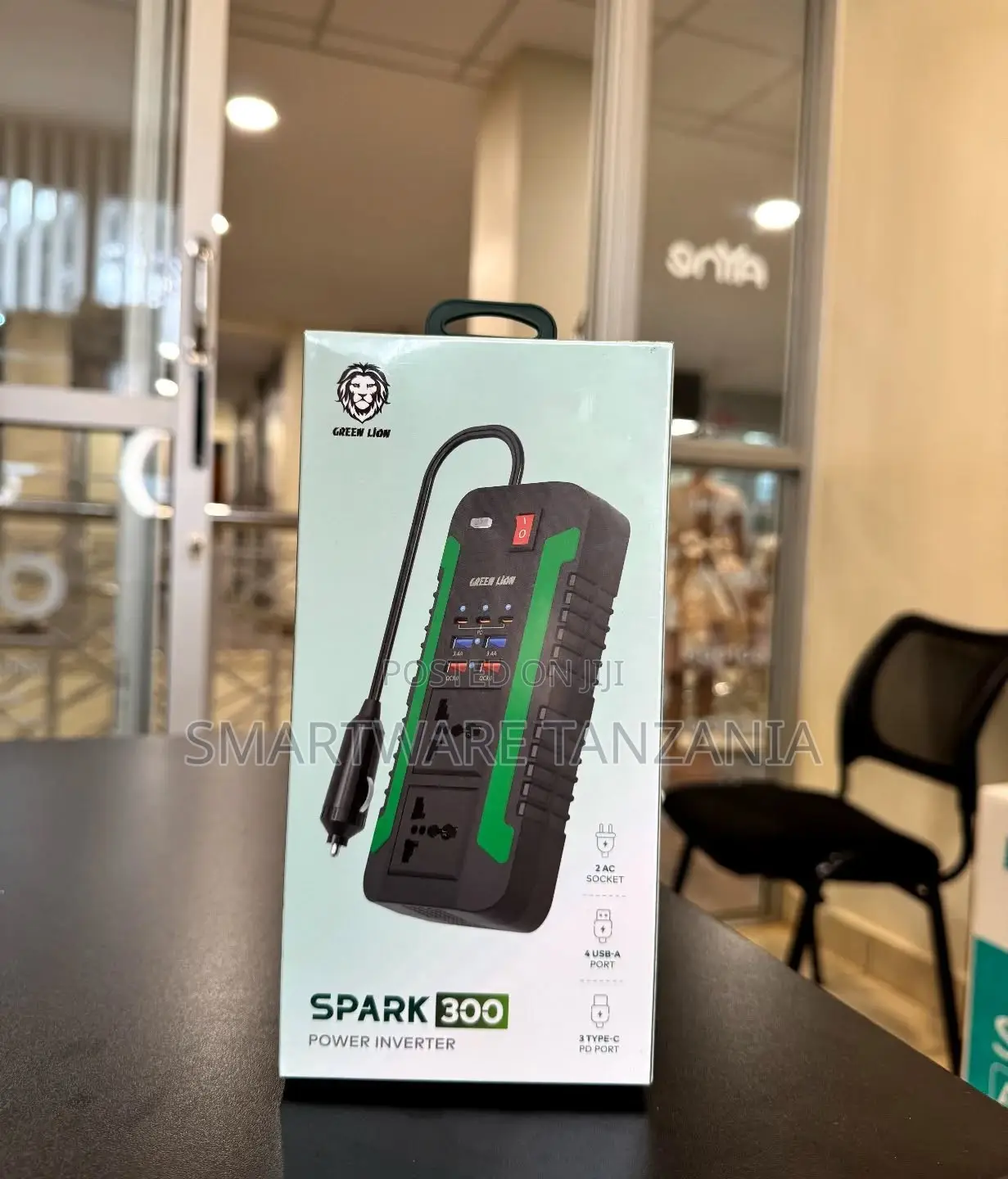 Green Lion Spark 300 Power Inverter 2 Ac 4 Usb 3 Type-C Ports