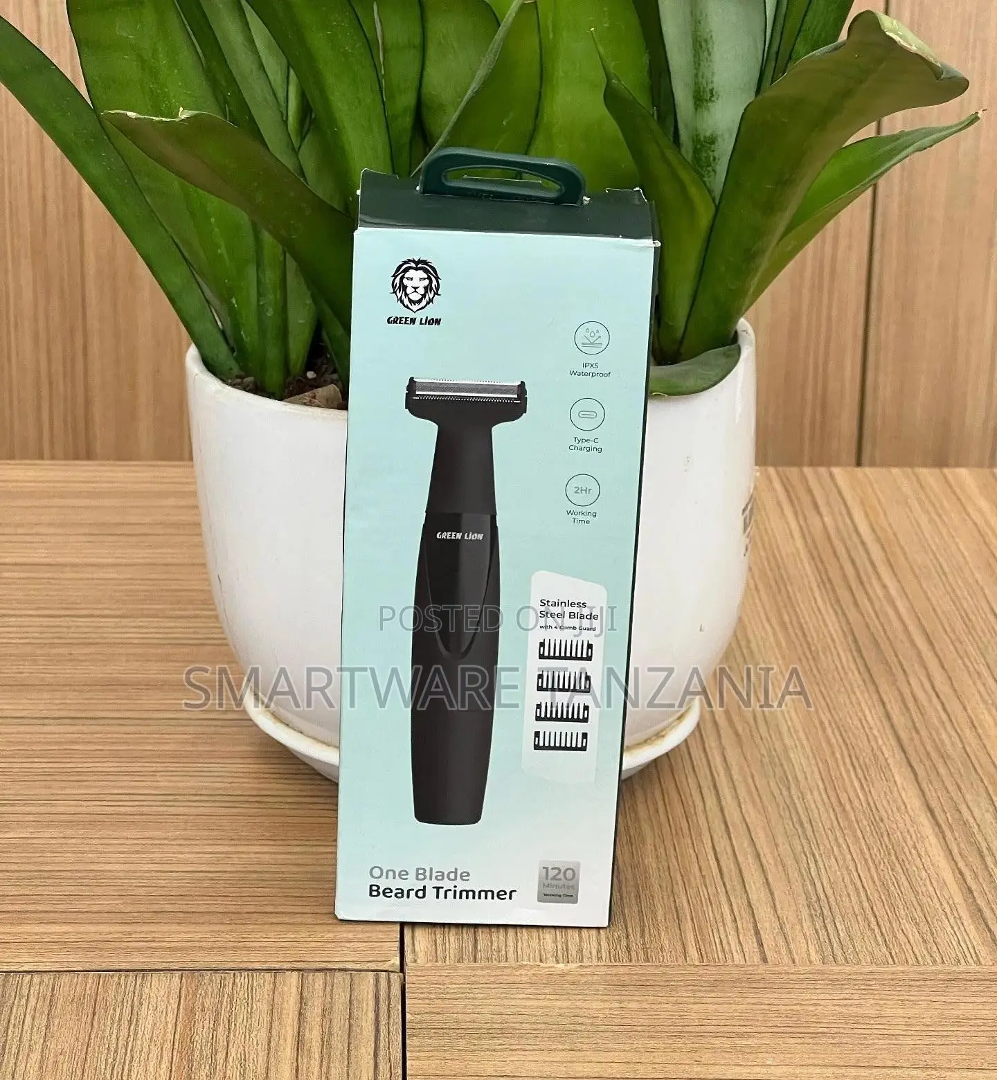 Green Lion One Blade Beard Trimmer Ipx5 Waterproof Usb C 120 Min Comb