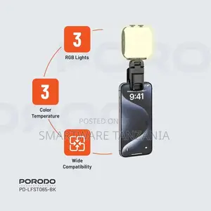 Porodo Clip-on Fill Light Led Camera Tripod Mount 24h Battery