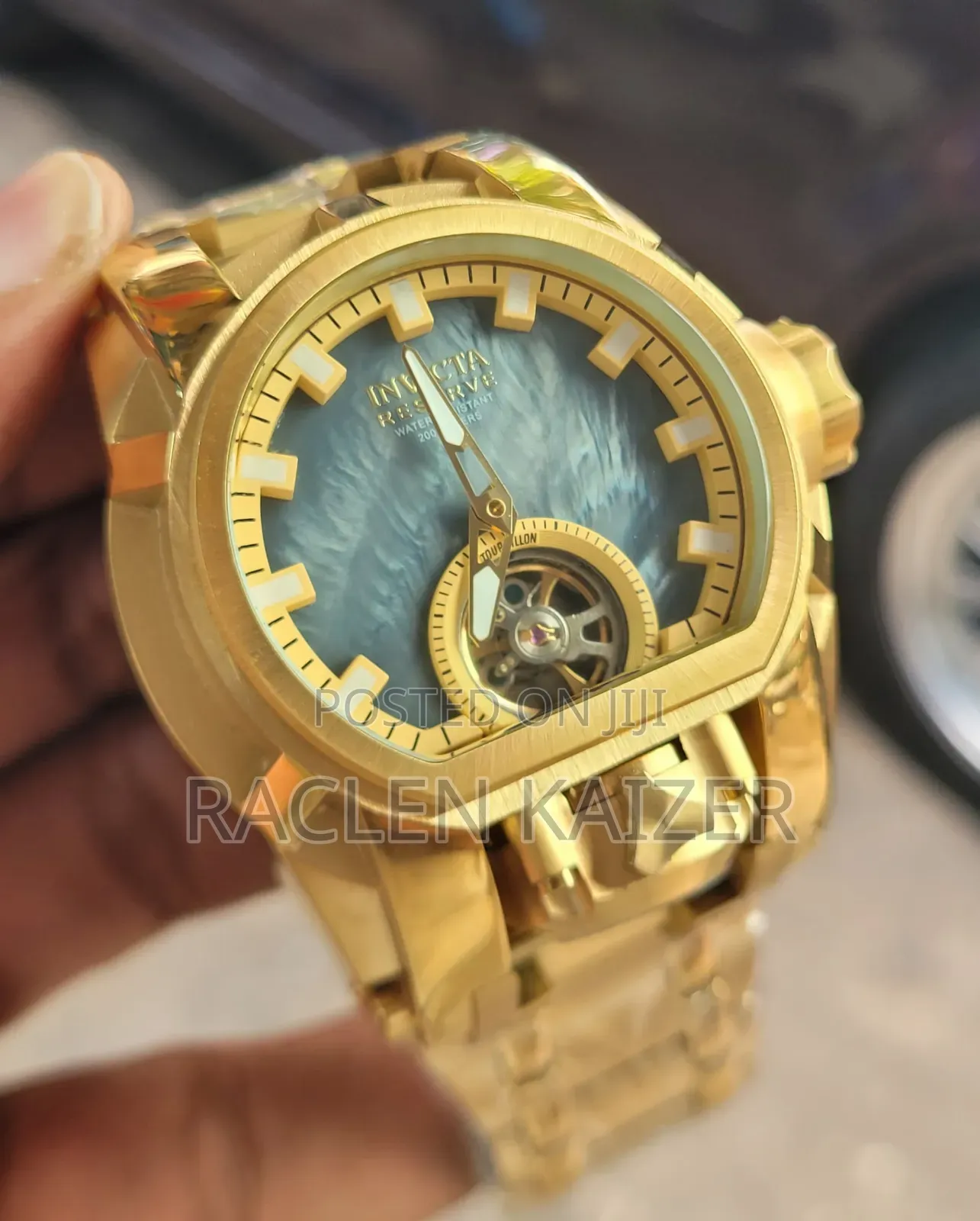 Invicta Reserve Distinctive Blue Mother-of-Pearl Dial and Gold Case