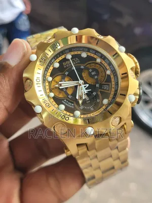 Invicta Reserve Chronograph Watch With a Dynamic Black and Gold Dial
